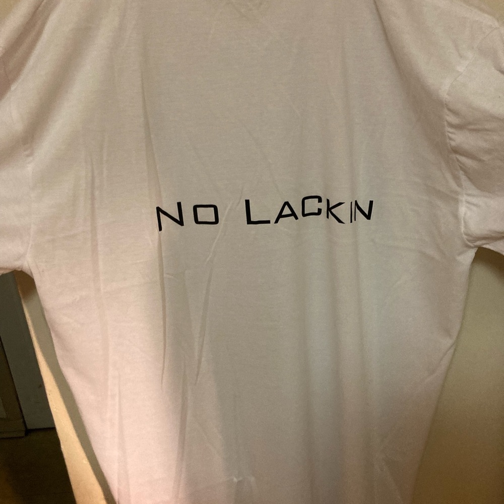 White tee shirt/ king gooey/ no lackin